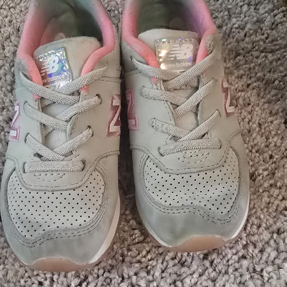 New Balance Kids' Sneakers in Gray with Pink Accents